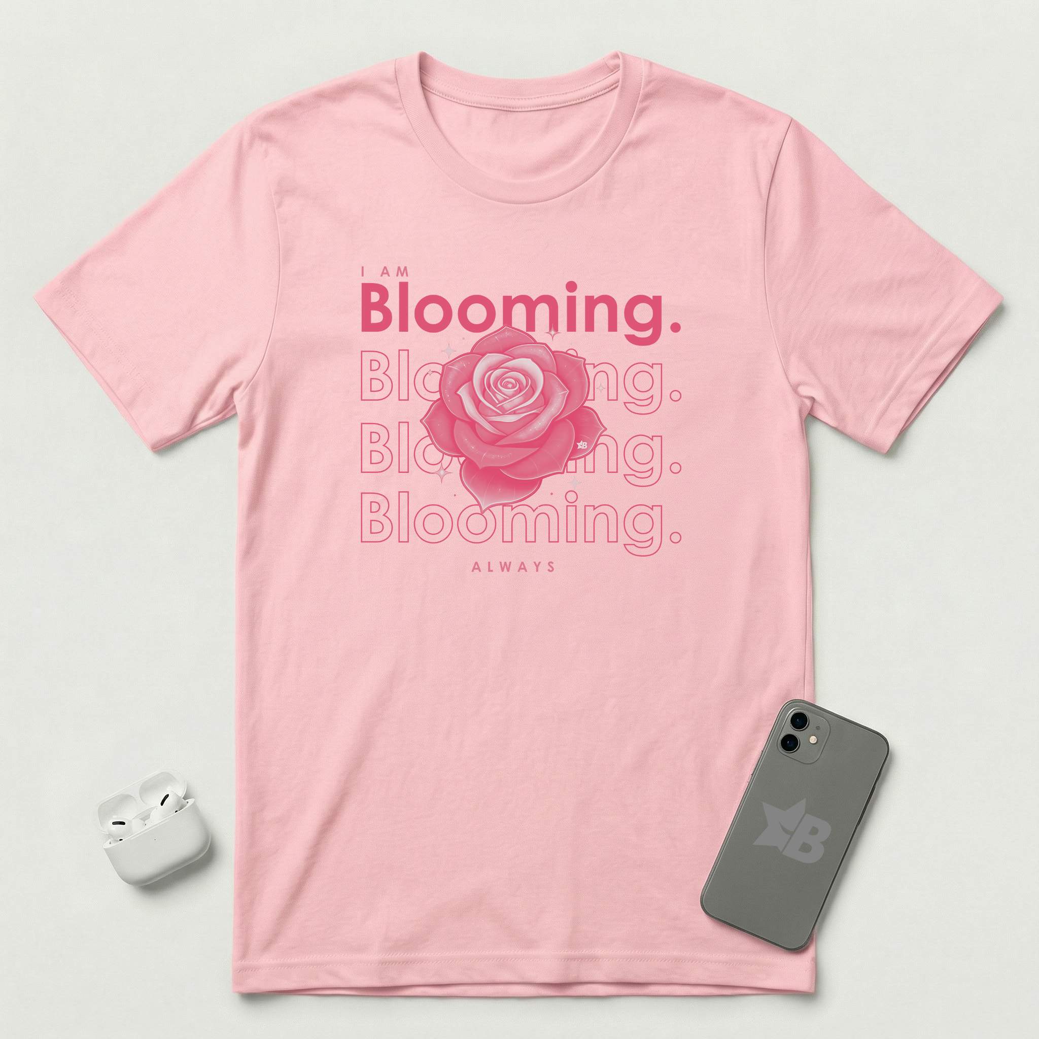 I am Blooming - Pink Flower - T-Shirt - Pink mockup