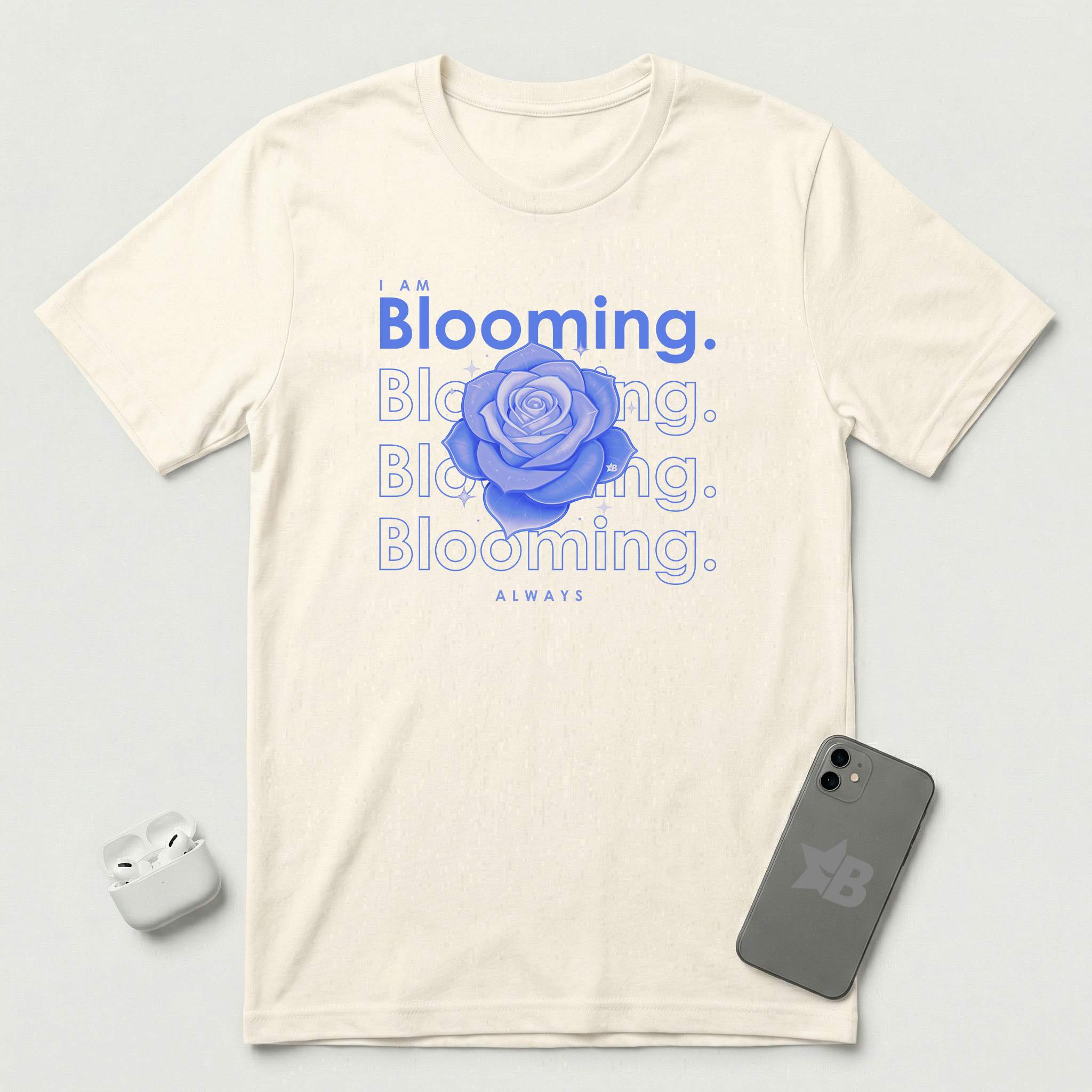 I am Blooming - Lavender Blue Flower - T-Shirt - Natural mockup