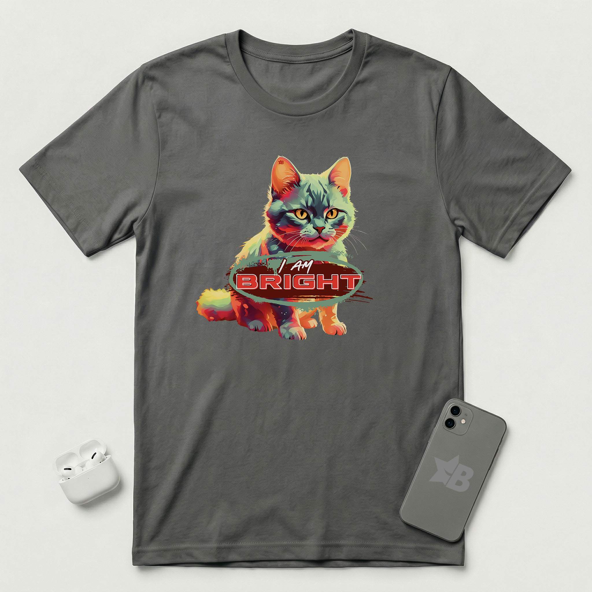 I am Bright -  Lava Glow Cat - T-Shirt - Asphalt mockup