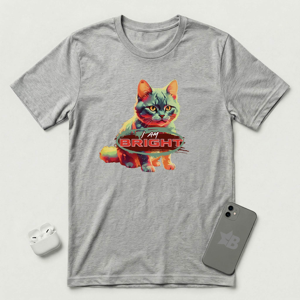 I am Bright -  Lava Glow Cat - T-Shirt - Athletic Heather mockup