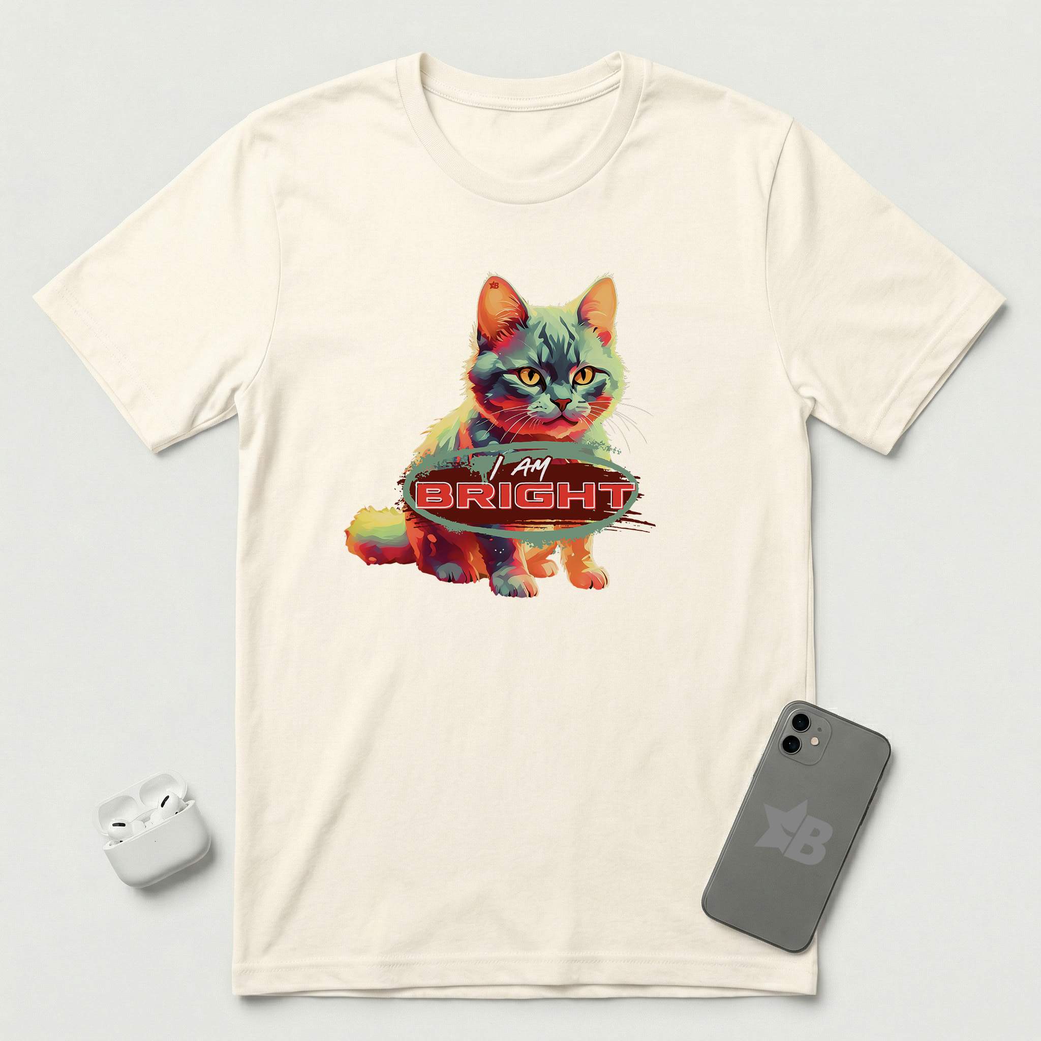 I am Bright -  Lava Glow Cat - T-Shirt - Natural mockup