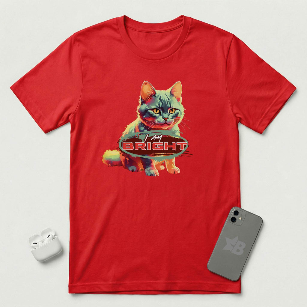 I am Bright -  Lava Glow Cat - T-Shirt - Red mockup