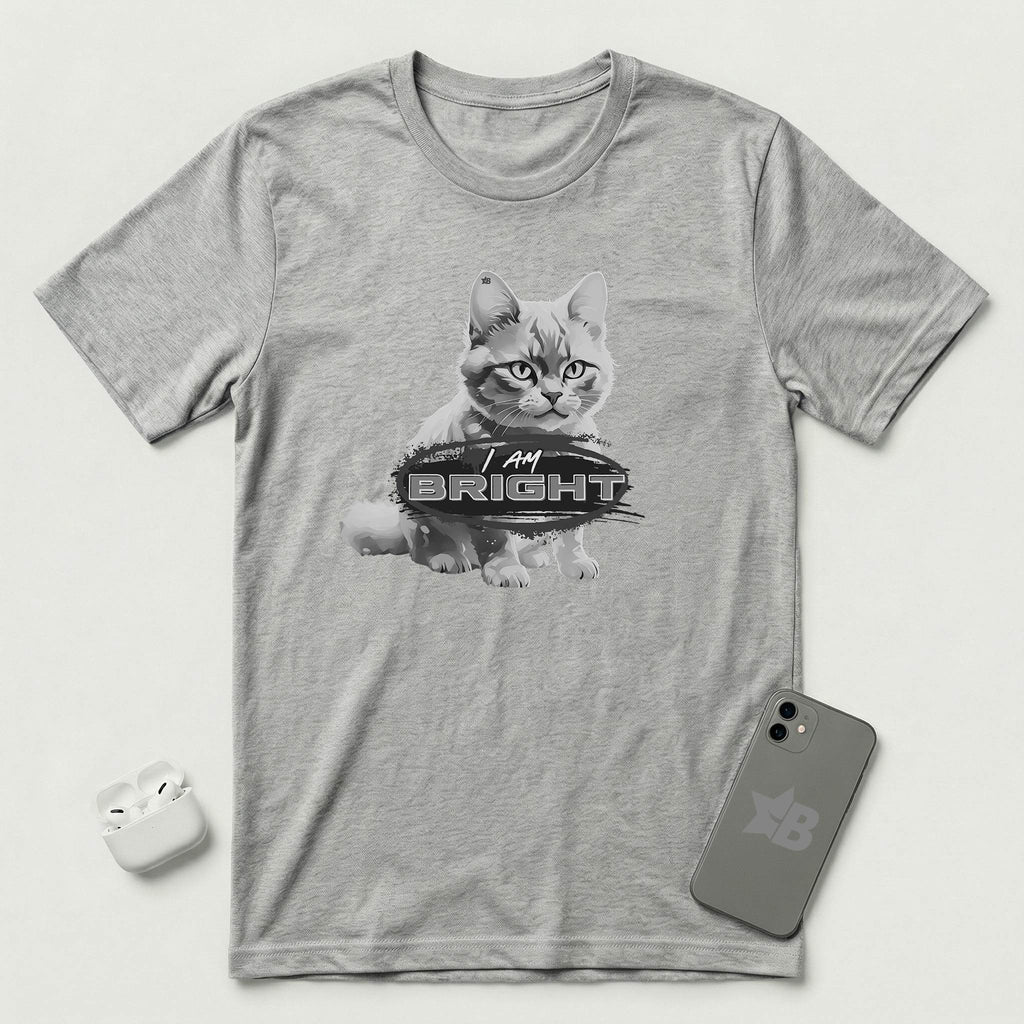 I am Bright - Gray Cat - T-Shirt - Athletic Heather mockup