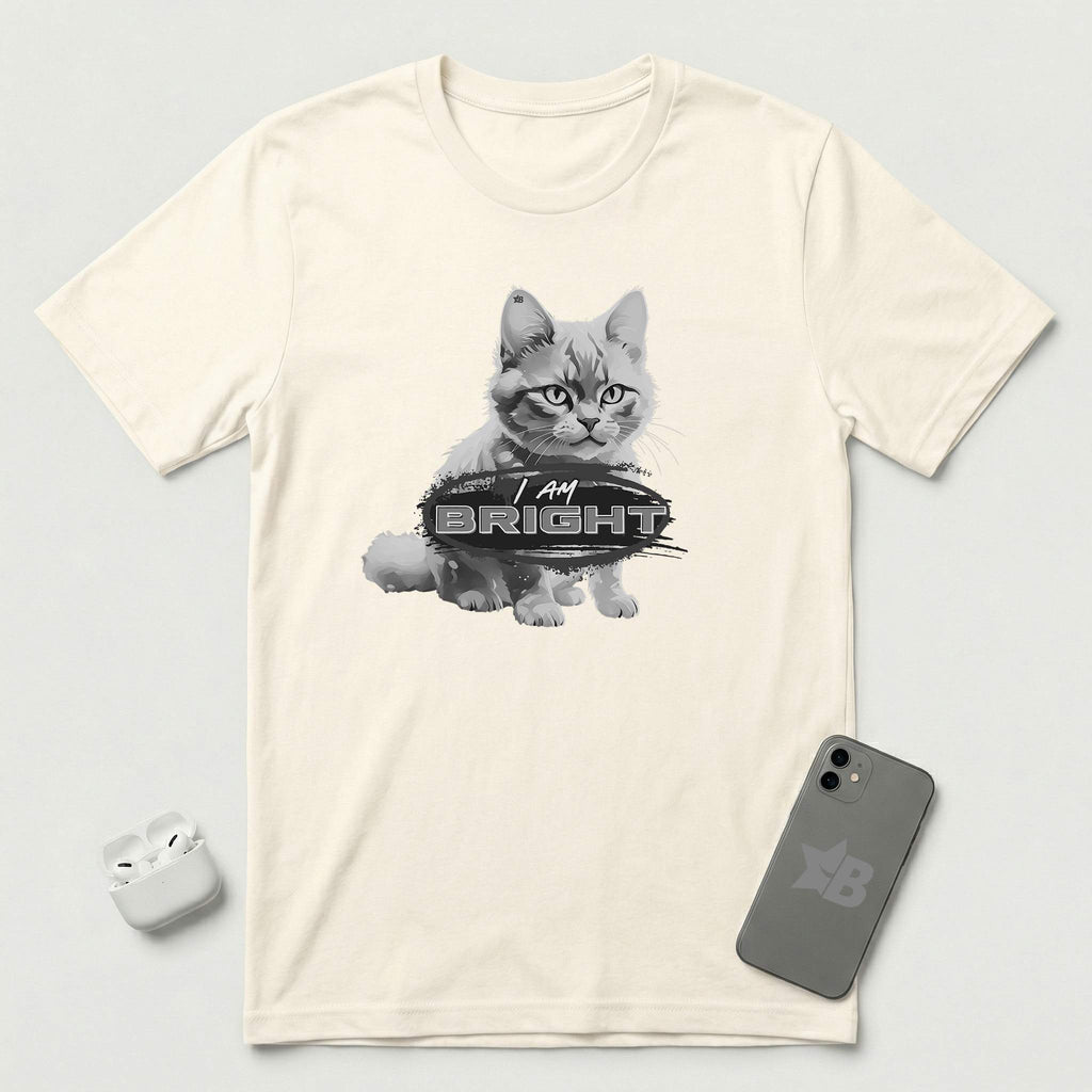 I am Bright - Gray Cat - T-Shirt - Natural mockup