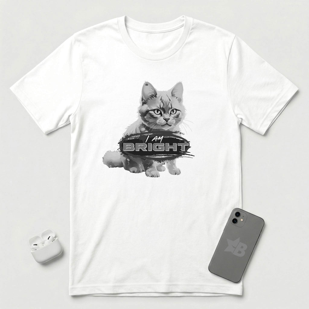 I am Bright - Gray Cat - T-Shirt - White mockup