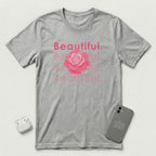 I am Beautiful - Pink Flower - T-Shirt - Athletic Heather mockup