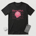 I am Beautiful - Pink Flower - T-Shirt - Black mockup