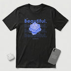 I am Beautiful - Lavender Blue Flower - T-Shirt - Black mockup