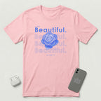 I am Beautiful - Lavender Blue Flower - T-Shirt - Pink mockup