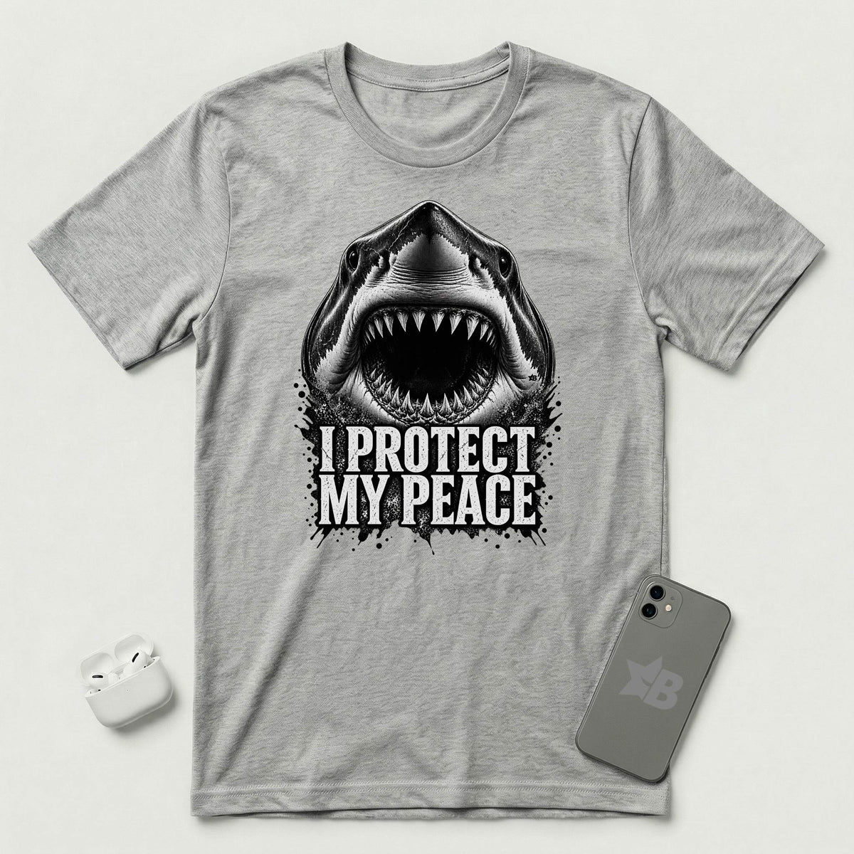 I Protect My Peace - Shark - T-Shirt - Athletic Heather mockup