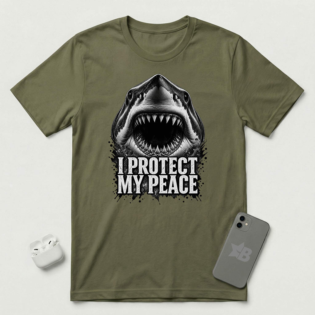 I Protect My Peace - Shark - T-Shirt - Military Green mockup