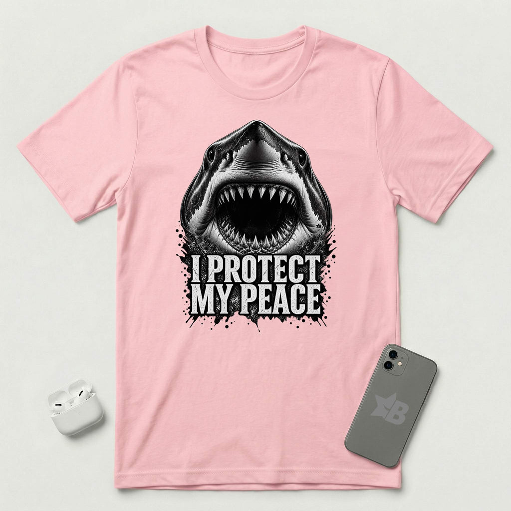 I Protect My Peace - Shark - T-Shirt - Pink mockup