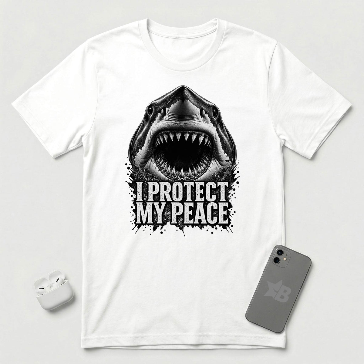 I Protect My Peace - Shark - T-Shirt - White mockup