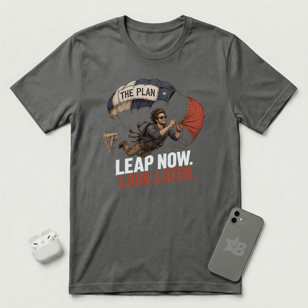 Leap Now Look Later -  Man - T-Shirt - Asphalt mockup