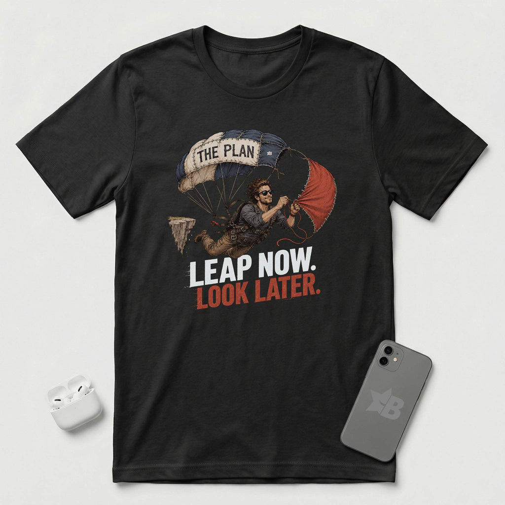 Leap Now Look Later -  Man - T-Shirt - Black mockup