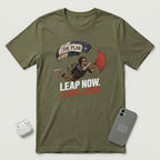 Leap Now Look Later -  Man - T-Shirt - Military Green mockup
