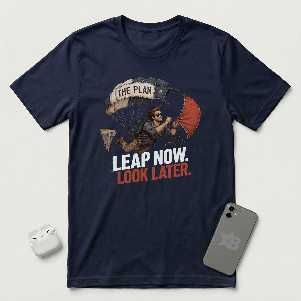 Leap Now Look Later -  Man - T-Shirt - Navy mockup