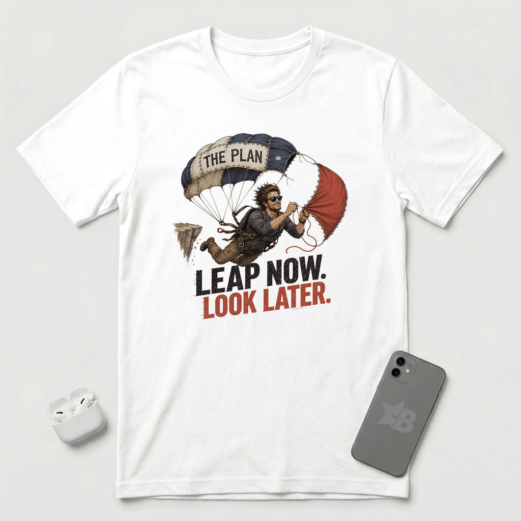 Leap Now Look Later -  Man - T-Shirt - White mockup