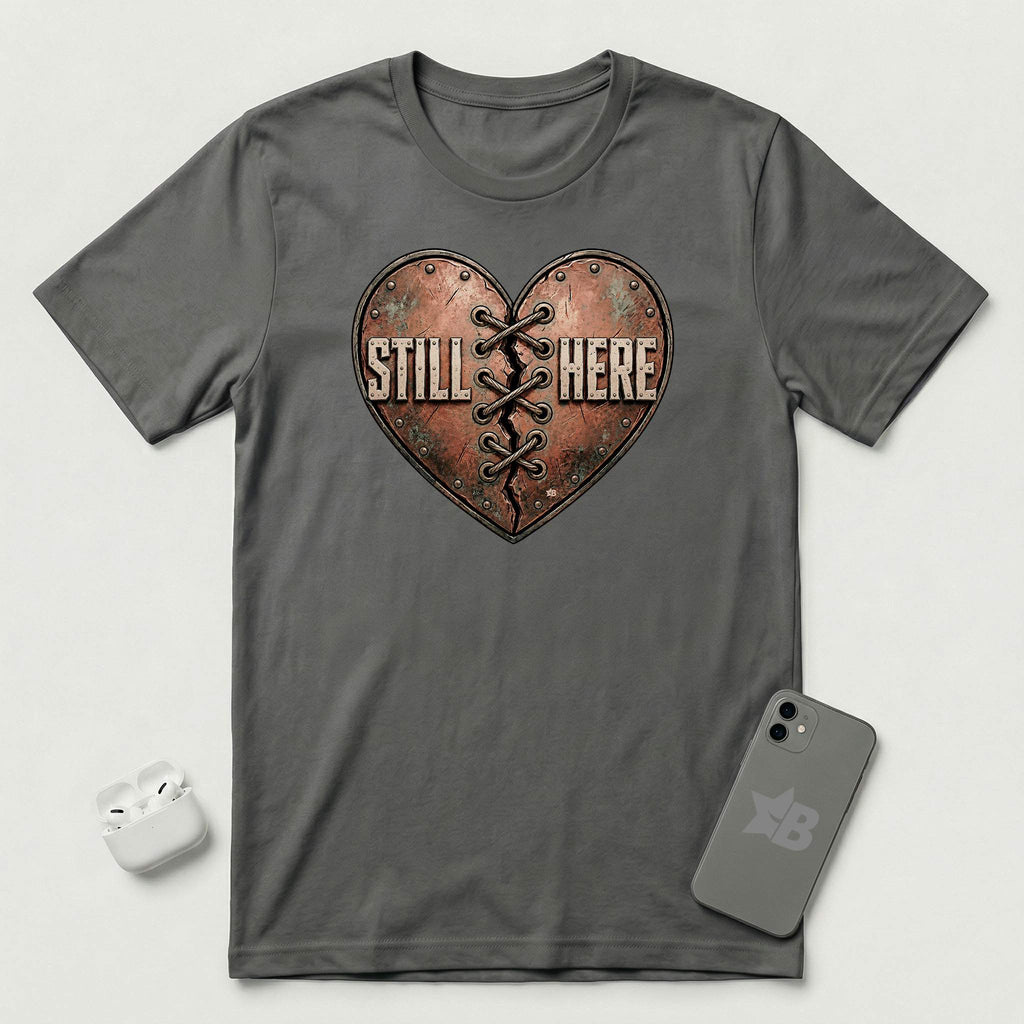 Still Here - Stitched Heart - T-Shirt - Asphalt mockup