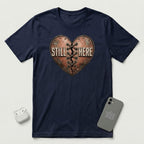 Still Here - Stitched Heart - T-Shirt - Navy mockup