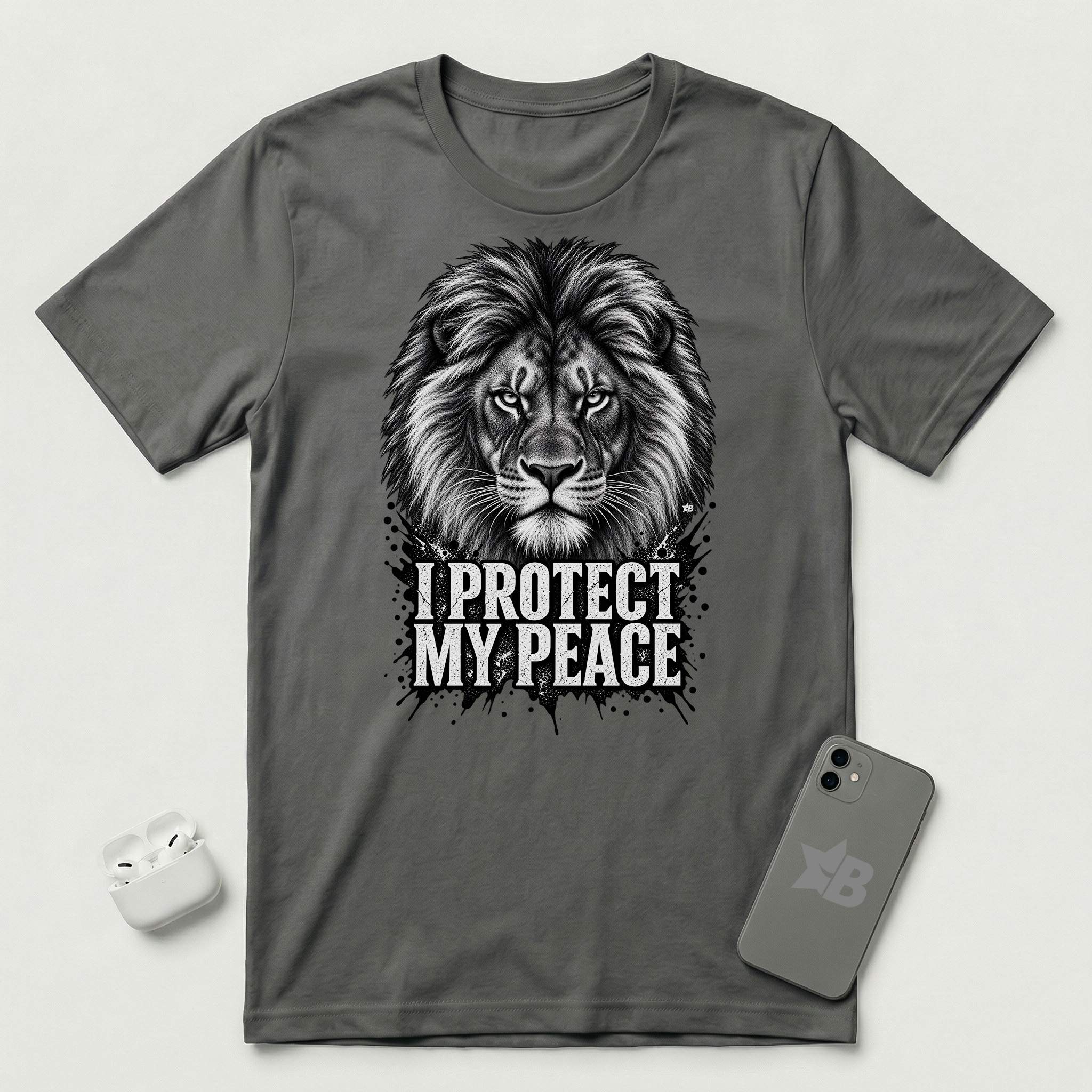 I Protect My Peace - Unshaken Lion - T-Shirt - Asphalt mockup