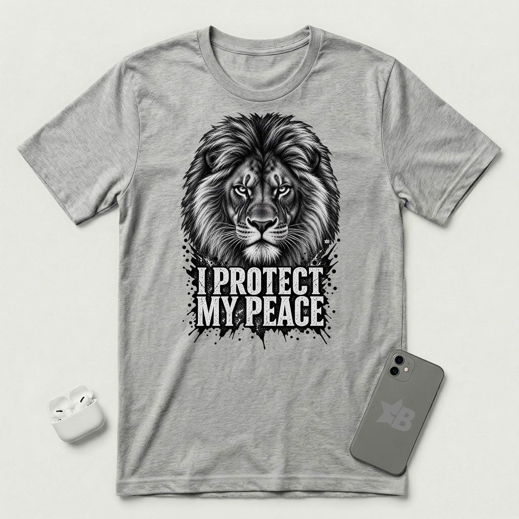 I Protect My Peace - Unshaken Lion - T-Shirt - Athletic Heather mockup