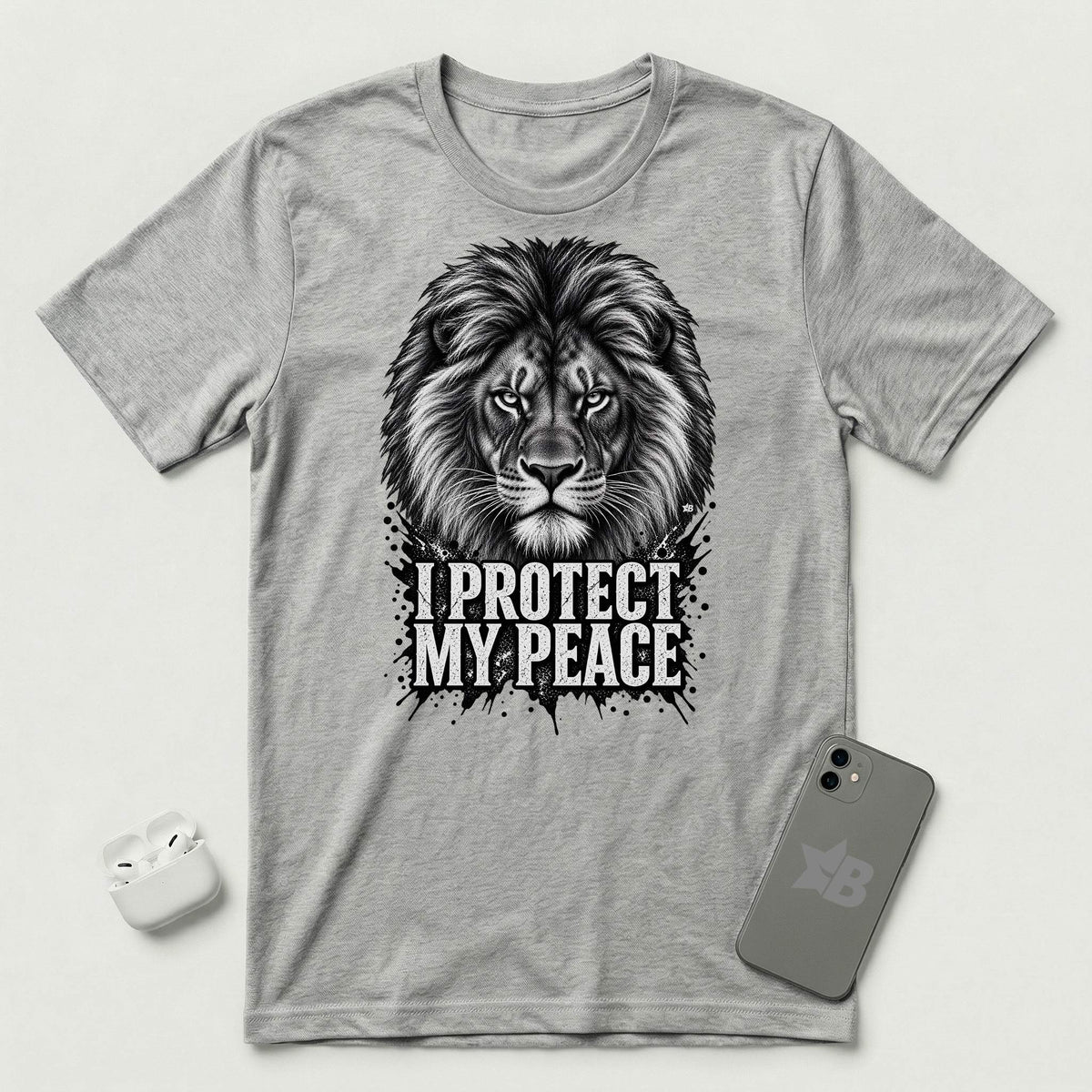 I Protect My Peace - Unshaken Lion - T-Shirt - Athletic Heather mockup