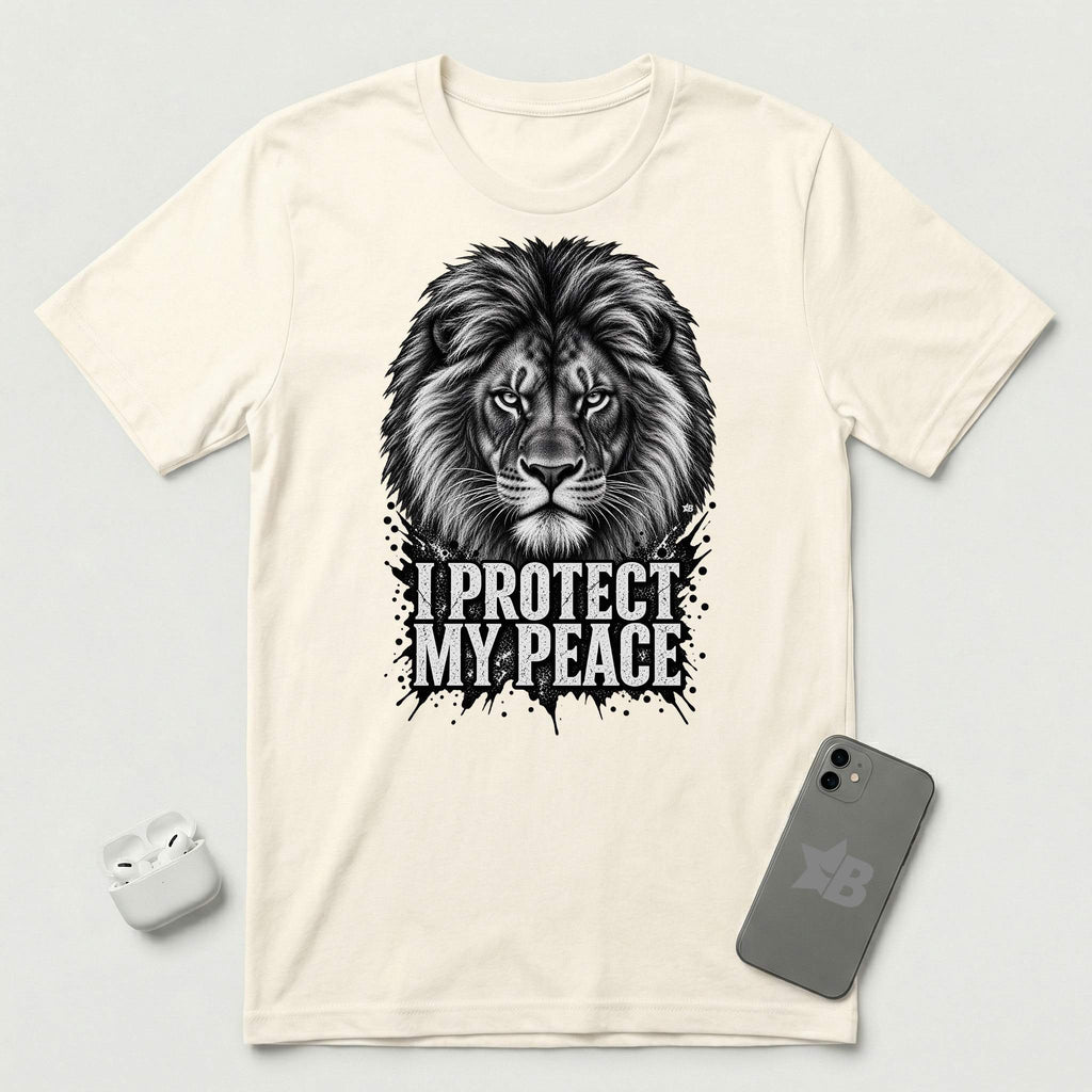 I Protect My Peace - Unshaken Lion - T-Shirt - Natural mockup