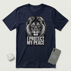 I Protect My Peace - Unshaken Lion - T-Shirt - Navy mockup