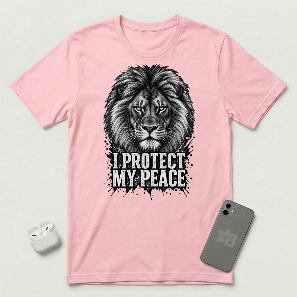 I Protect My Peace - Unshaken Lion - T-Shirt - Pink mockup