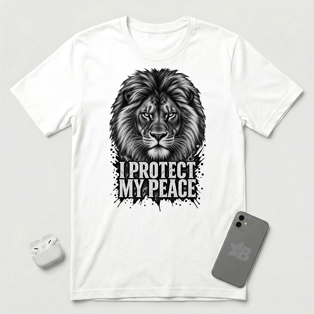 I Protect My Peace - Unshaken Lion - T-Shirt - White mockup
