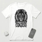 I Protect My Peace - Unshaken Lion - T-Shirt - White mockup