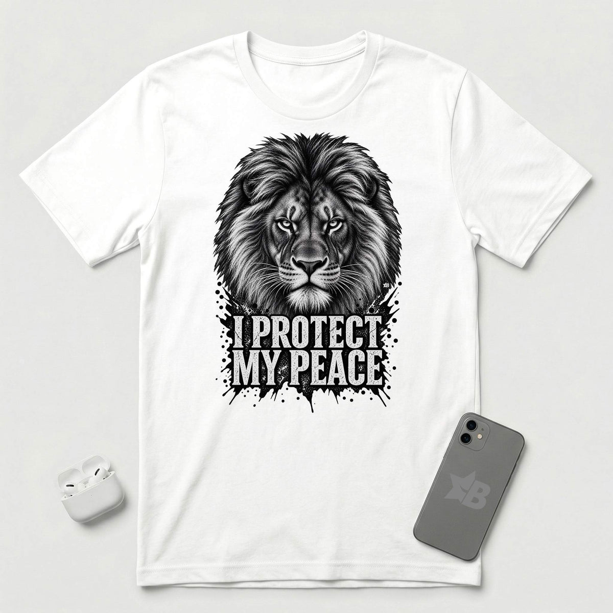 I Protect My Peace - Unshaken Lion - T-Shirt - White mockup
