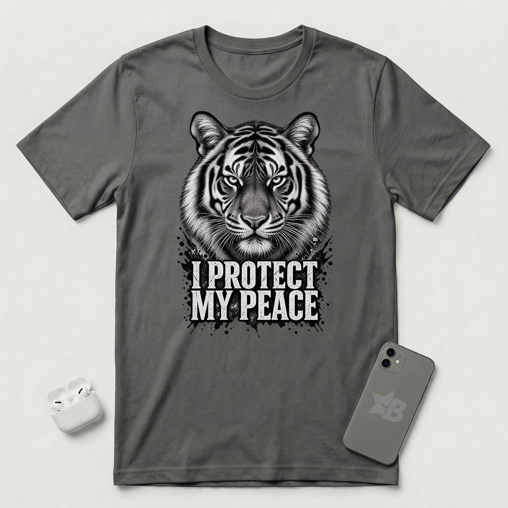 I Protect My Peace - Unflinching Tiger - T-Shirt - Asphalt mockup