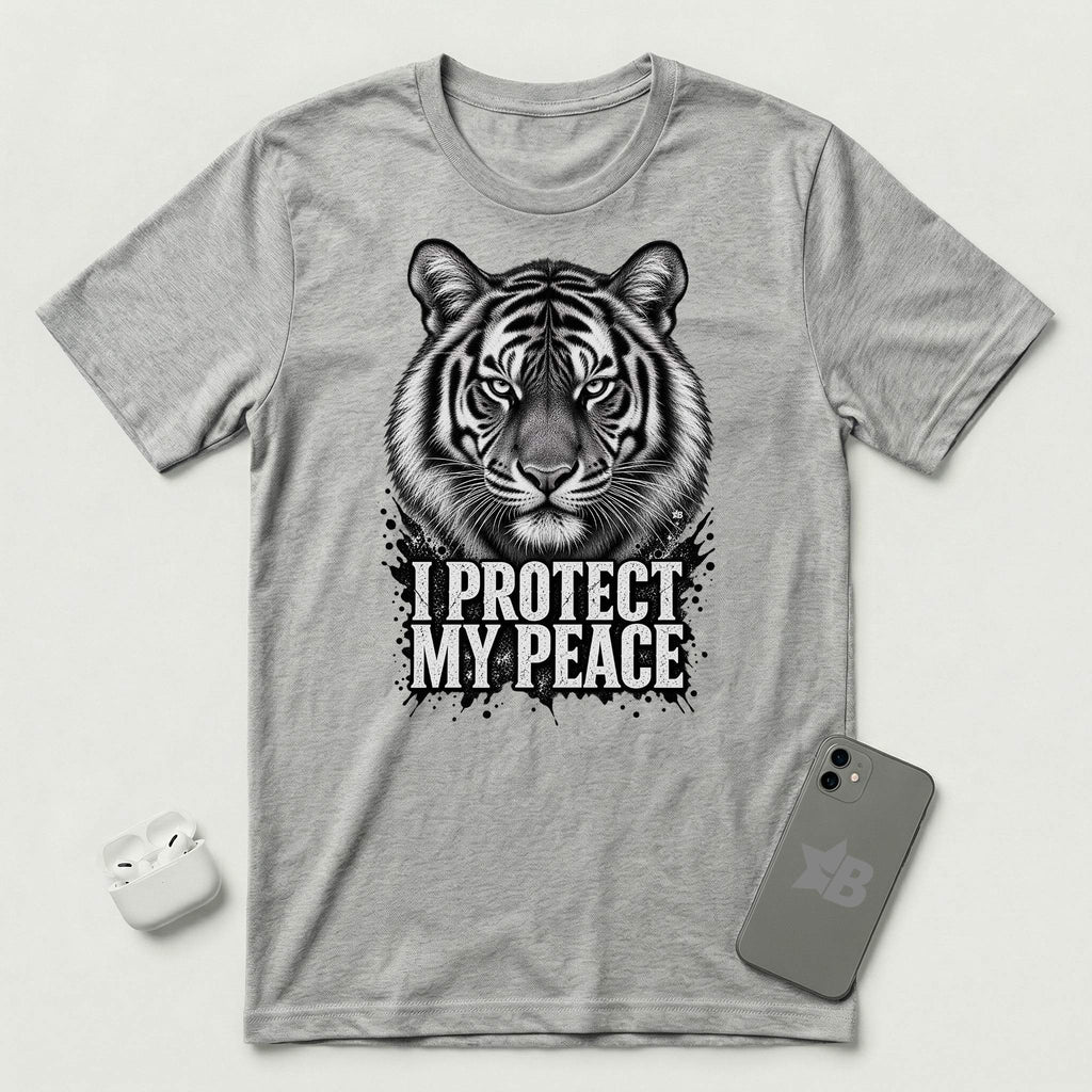 I Protect My Peace - Unflinching Tiger - T-Shirt - Athletic Heather mockup