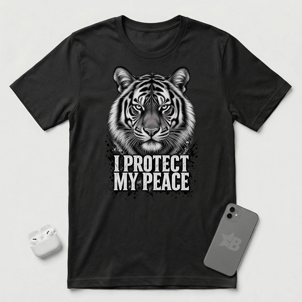 I Protect My Peace - Unflinching Tiger - T-Shirt - Black mockup