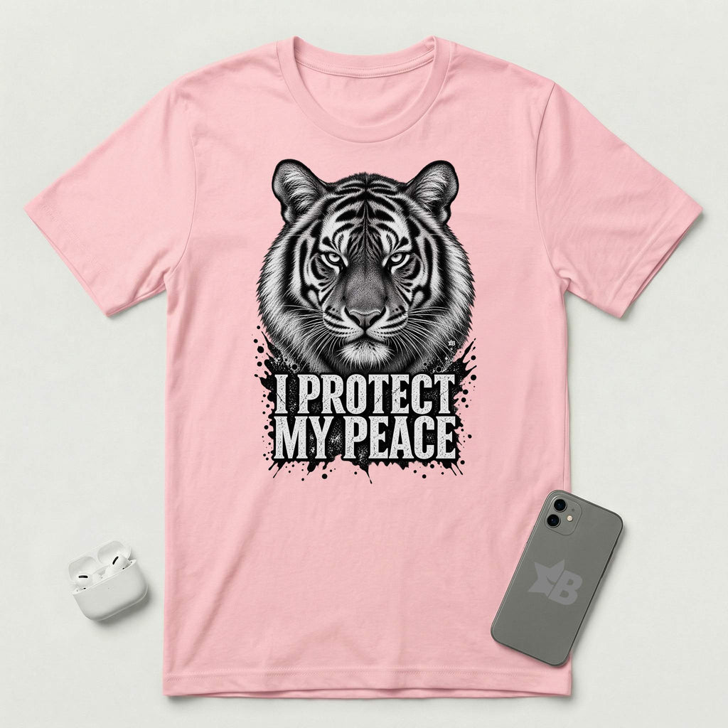 I Protect My Peace - Unflinching Tiger - T-Shirt - Pink mockup