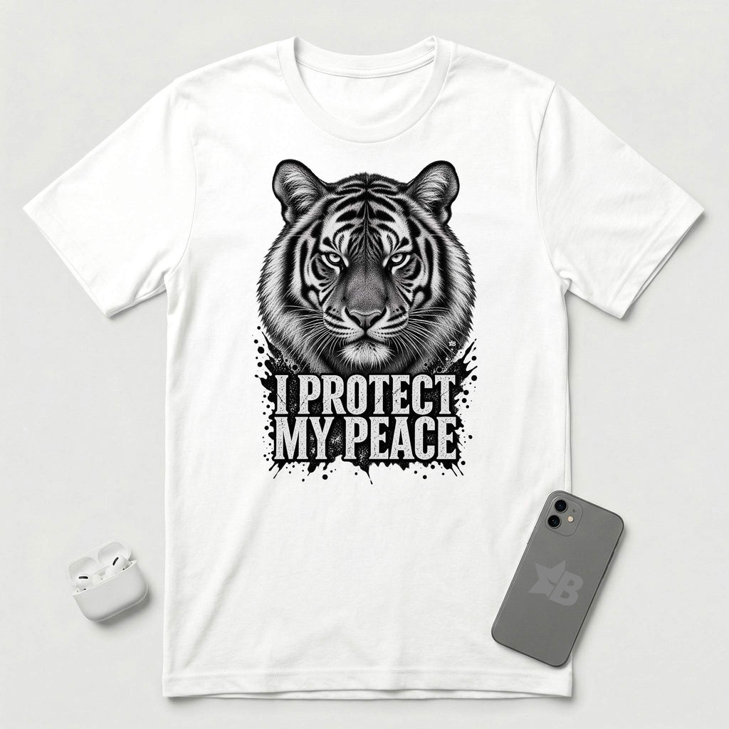 I Protect My Peace - Unflinching Tiger - T-Shirt - White mockup