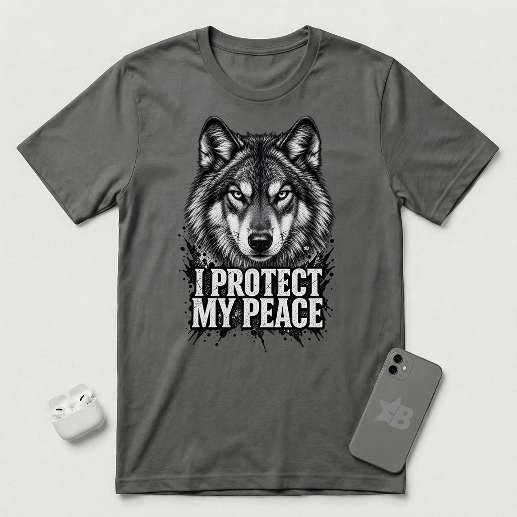 I Protect My Peace - Watchful Wolf - T-Shirt - Asphalt mockup