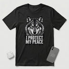 I Protect My Peace - Watchful Wolf - T-Shirt - Black mockup