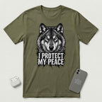 I Protect My Peace - Watchful Wolf - T-Shirt - Military Green mockup
