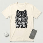 I Protect My Peace - Watchful Wolf - T-Shirt - Natural mockup