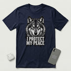 I Protect My Peace - Watchful Wolf - T-Shirt - Navy mockup