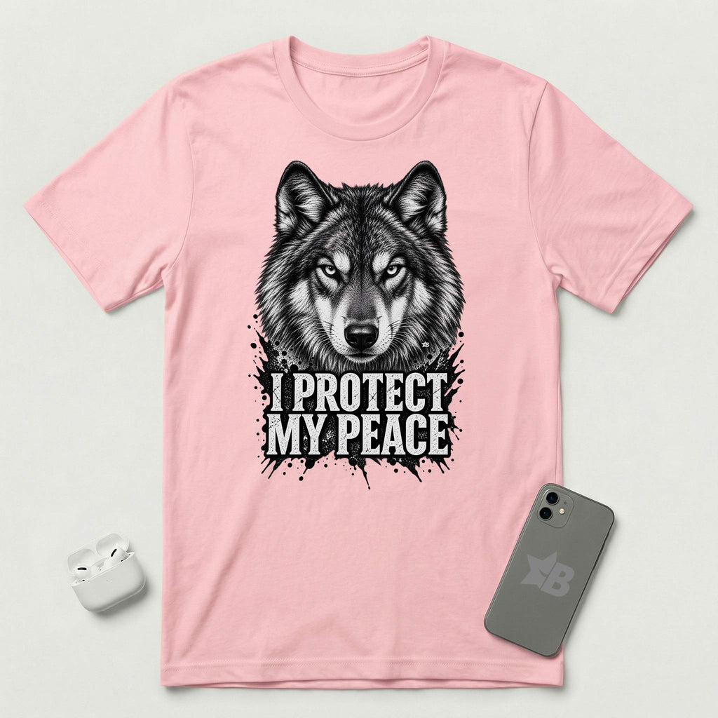 I Protect My Peace - Watchful Wolf - T-Shirt - Pink mockup