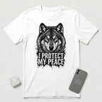 I Protect My Peace - Watchful Wolf - T-Shirt - White mockup