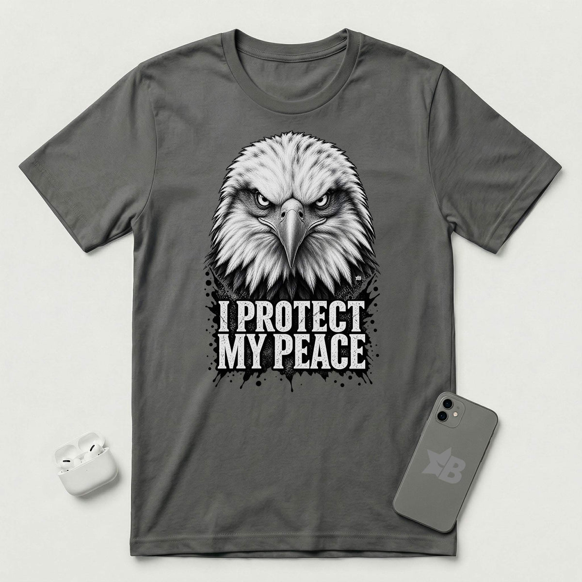 I Protect My Peace - Vigilant Eagle - T-Shirt - Asphalt mockup
