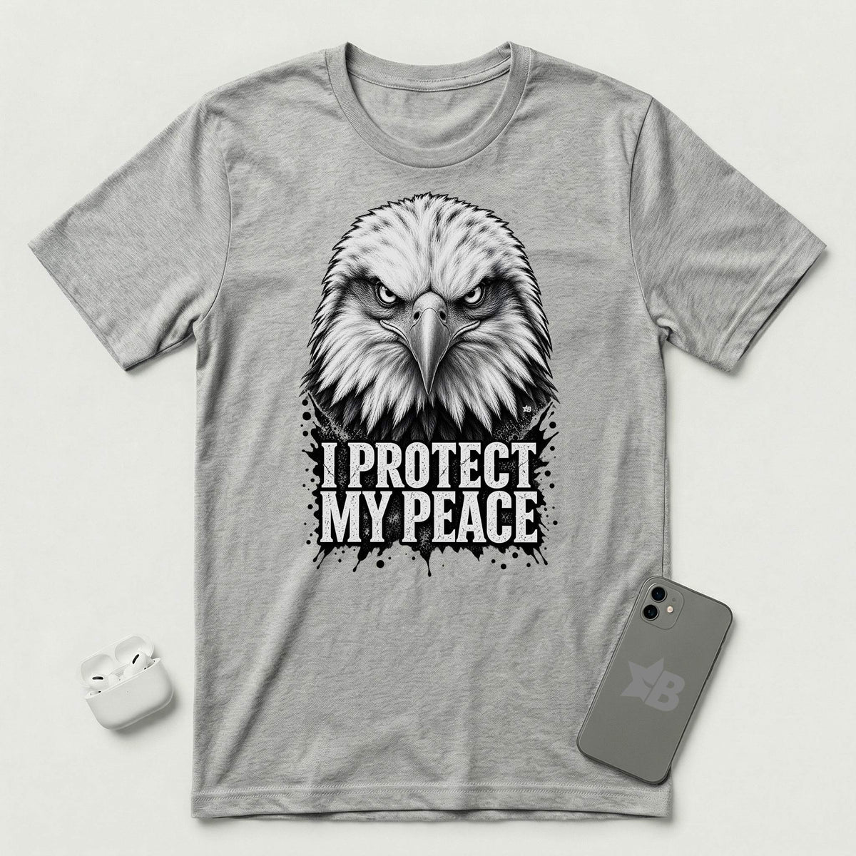 I Protect My Peace - Vigilant Eagle - T-Shirt - Athletic Heather mockup