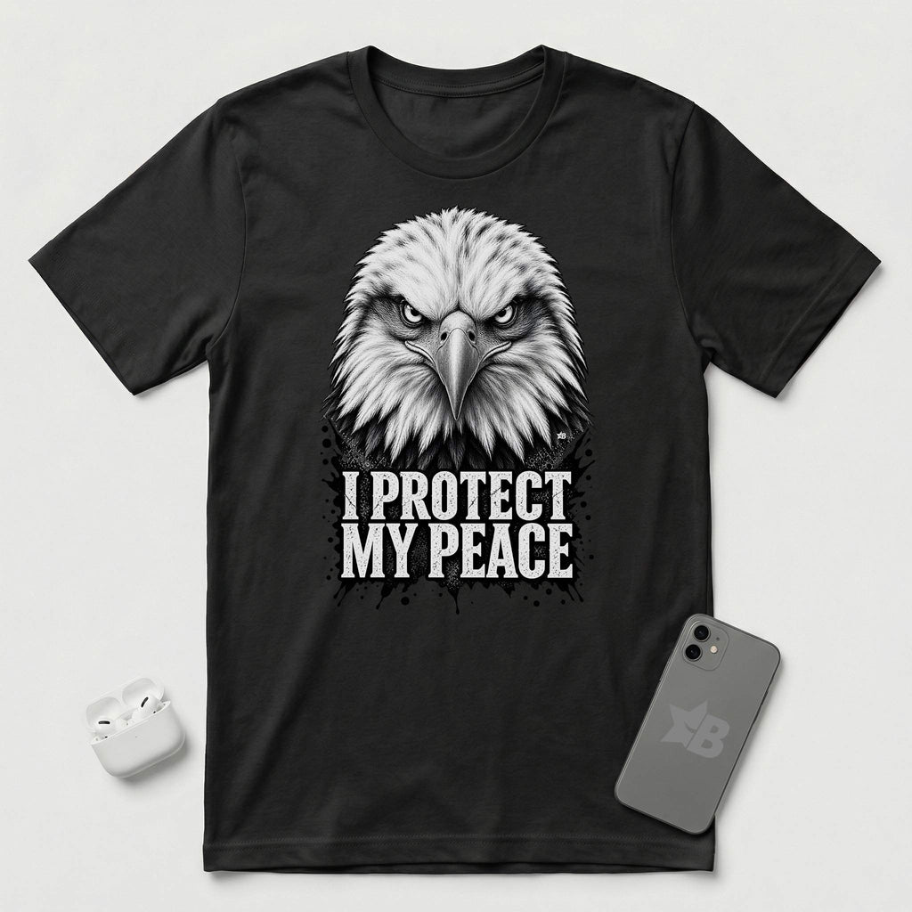 I Protect My Peace - Vigilant Eagle - T-Shirt - Black mockup