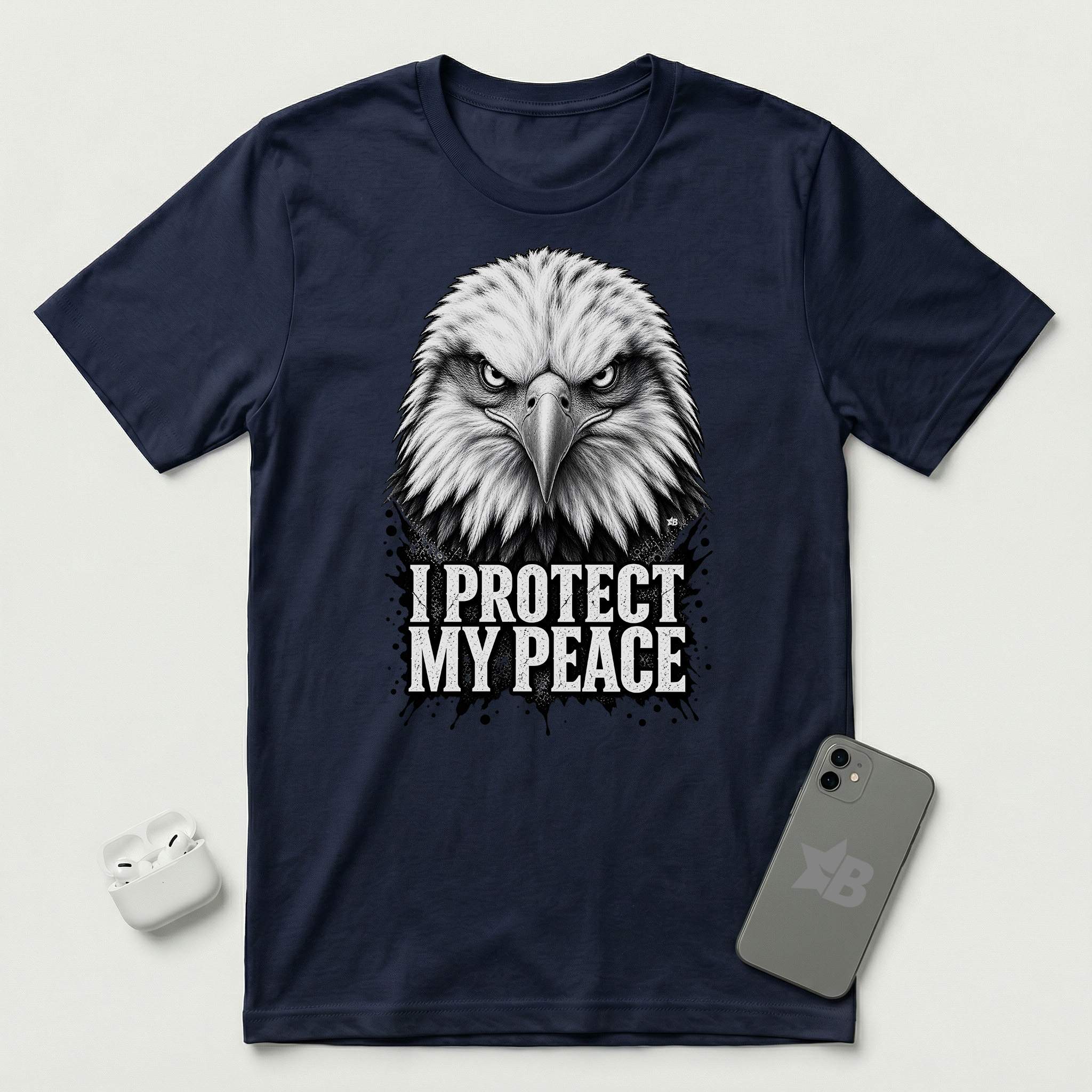 I Protect My Peace - Vigilant Eagle - T-Shirt - Navy mockup