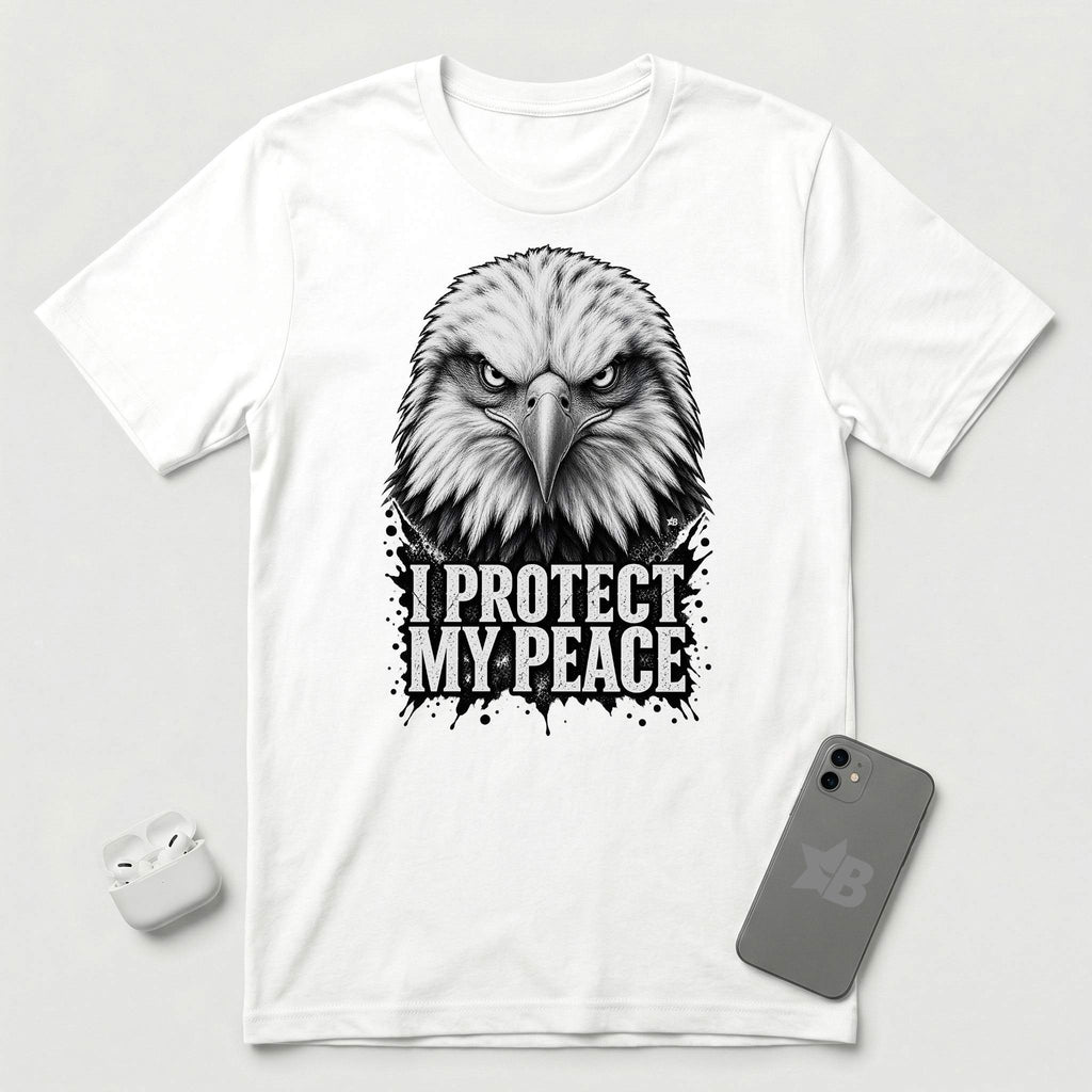 I Protect My Peace - Vigilant Eagle - T-Shirt - White mockup